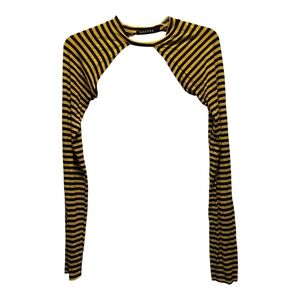Noctex Yellow and Black Striped Long Sleeve Shrug - Size S